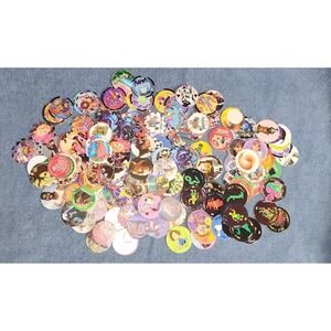 159 Vintage 90s Pogs‎ Lot – Mixed Designs, Holo, Licensed & Generic Caps